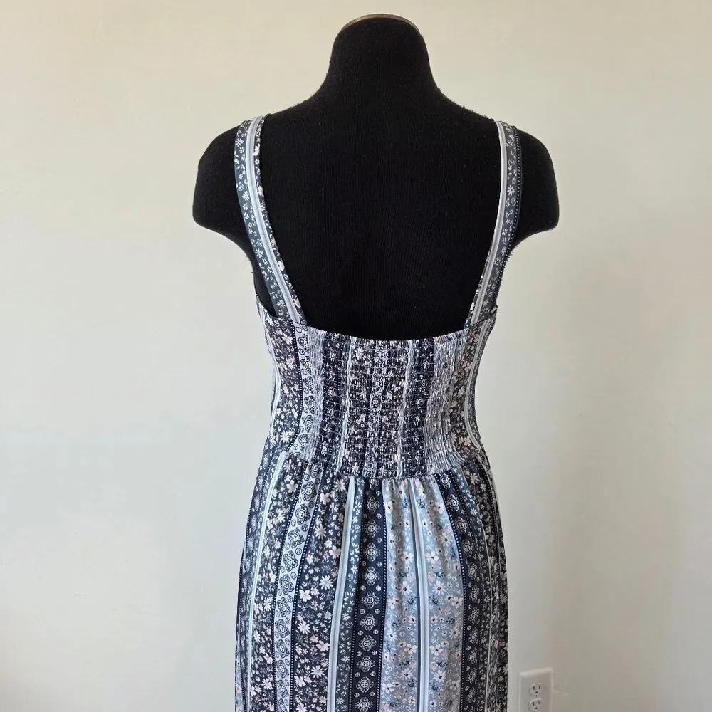 Derek Heart Paisley Floral Maxi Dress Twist Front Y2K 90s Beach Vacation Large - Picture 7 of 13